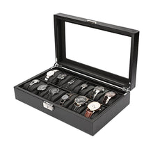 Load image into Gallery viewer, 2/6/10/12 OUTAD 10/12 Slots Grid PU Leather Watch Display Box Jewelry Storage Organizer Case locked Watch Display Box