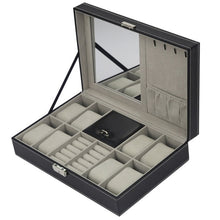 Load image into Gallery viewer, 2/6/10/12 OUTAD 10/12 Slots Grid PU Leather Watch Display Box Jewelry Storage Organizer Case locked Watch Display Box