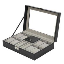 Load image into Gallery viewer, 2/6/10/12 OUTAD 10/12 Slots Grid PU Leather Watch Display Box Jewelry Storage Organizer Case locked Watch Display Box