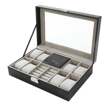 Load image into Gallery viewer, 2/6/10/12 OUTAD 10/12 Slots Grid PU Leather Watch Display Box Jewelry Storage Organizer Case locked Watch Display Box