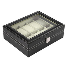 Load image into Gallery viewer, 2/6/10/12 OUTAD 10/12 Slots Grid PU Leather Watch Display Box Jewelry Storage Organizer Case locked Watch Display Box