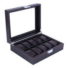 Load image into Gallery viewer, 2/6/10/12 OUTAD 10/12 Slots Grid PU Leather Watch Display Box Jewelry Storage Organizer Case locked Watch Display Box